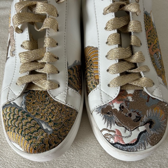 Johnny was Women's White and Gold Sneakers - Picture 8 of 12